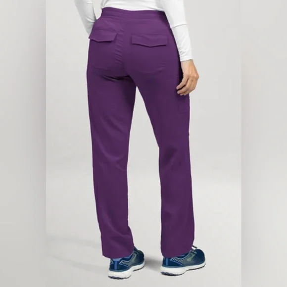 Women’s scrubs, Willow Brook Bella Pull On Cargo Pant, eggplant/purple color - Picture 2 of 6